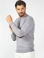 Wool sweater with Alcantara patches