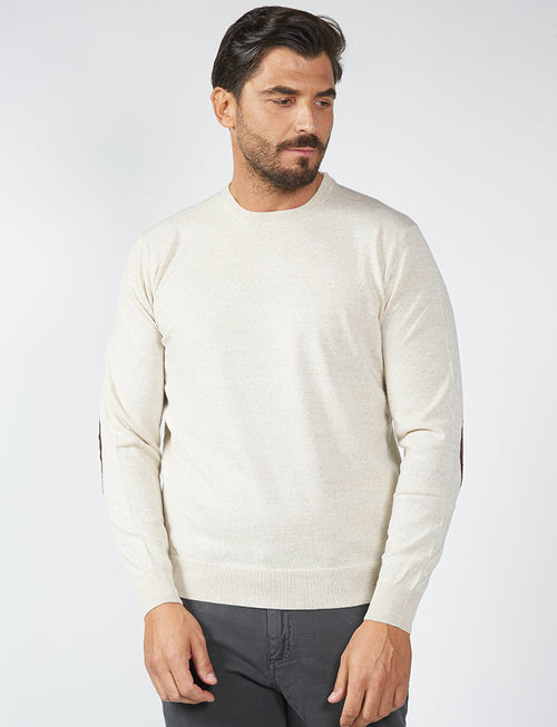 Wool sweater with Alcantara patches