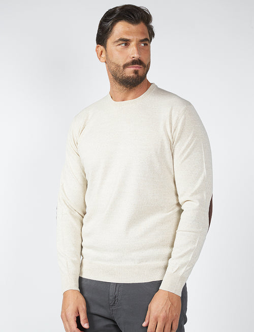 Wool sweater with Alcantara patches