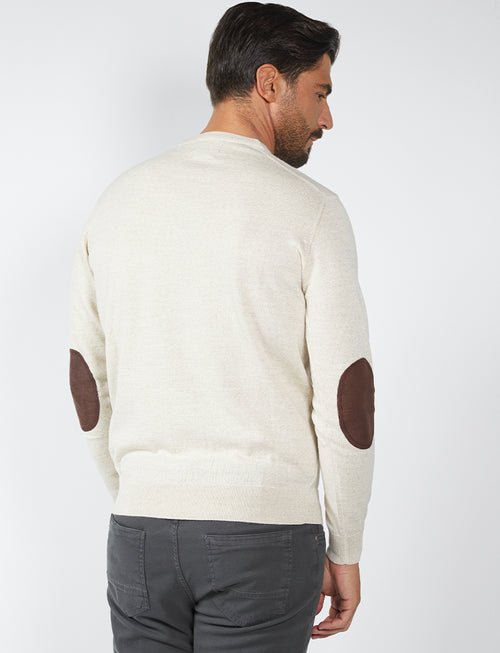 Wool sweater with Alcantara patches