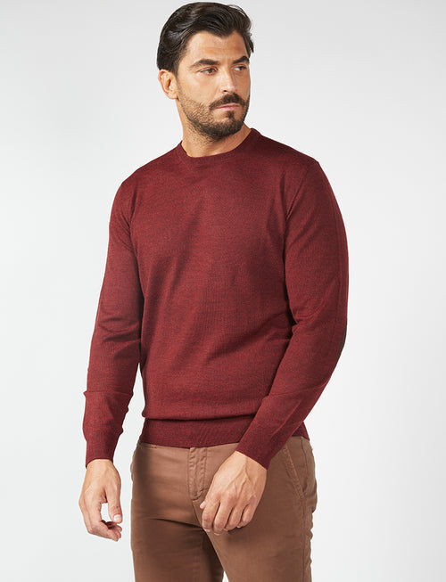 Wool sweater with Alcantara patches