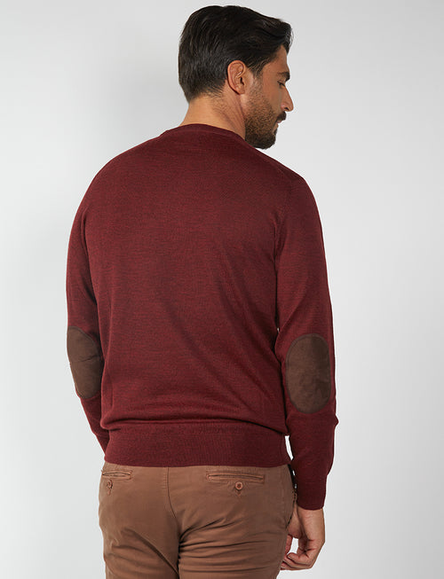 Wool sweater with Alcantara patches