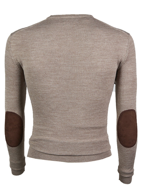 Wool sweater with Alcantara patches