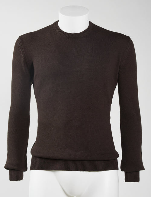 Basic crew-neck sweater in cotton and wool