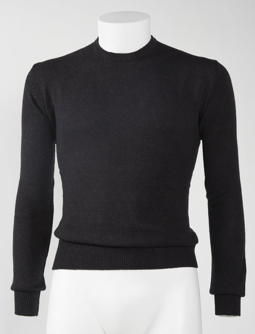 Basic crew-neck sweater in cotton and wool