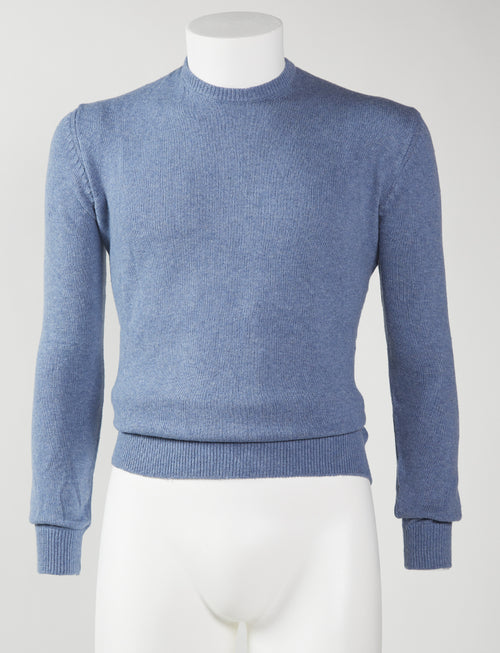 Basic crew-neck sweater in cotton and wool