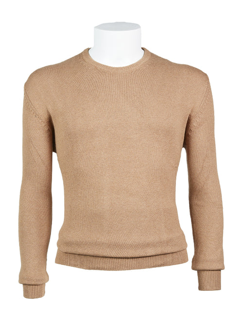 Basic crew-neck sweater in cotton and wool