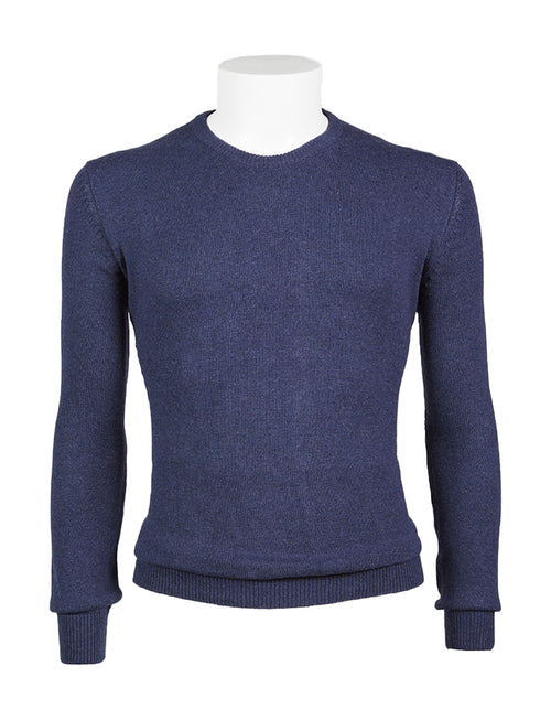 Basic crew-neck sweater in cotton and wool