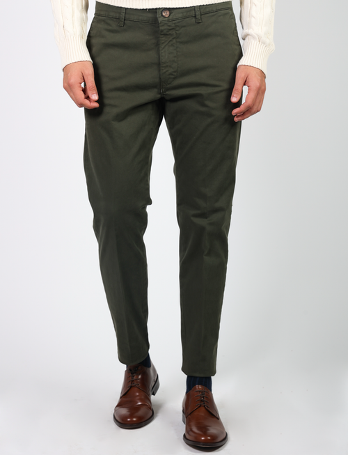 Chino trousers in stretch cotton satin