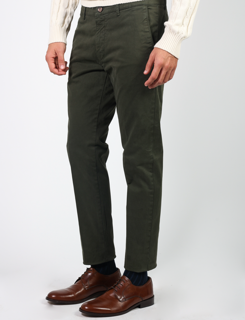 Chino trousers in stretch cotton satin