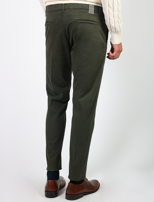 Chino trousers in stretch cotton satin