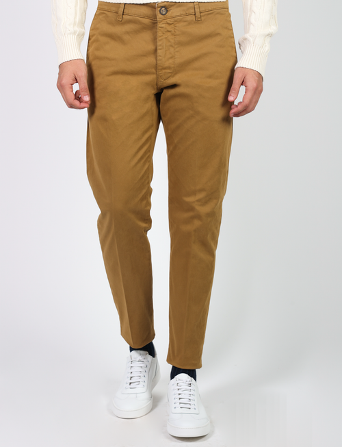 Chino trousers in stretch cotton satin