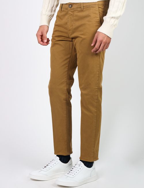 Chino trousers in stretch cotton satin