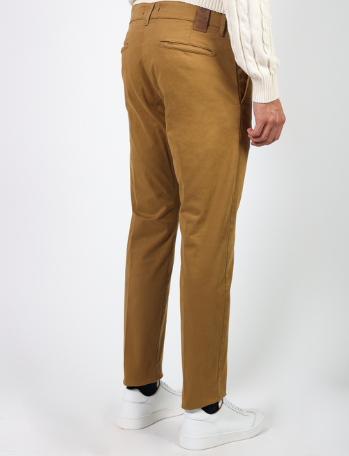 Chino trousers in stretch cotton satin