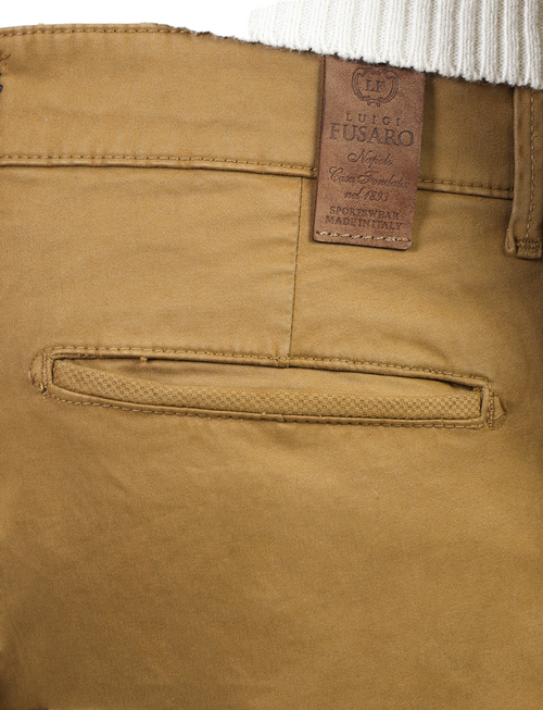 Chino trousers in stretch cotton satin