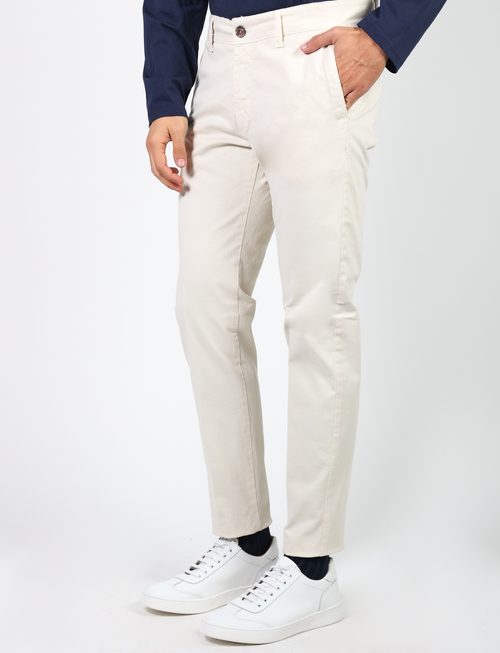 Chino trousers in stretch cotton satin