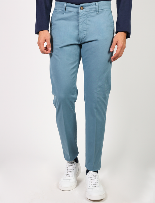 Chino trousers in stretch cotton satin