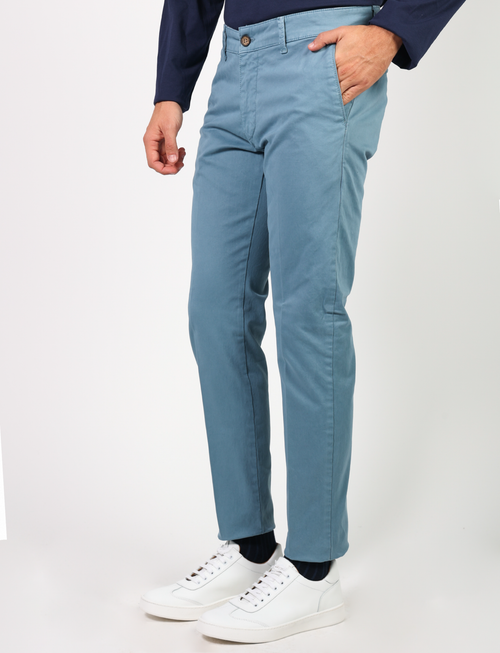 Chino trousers in stretch cotton satin