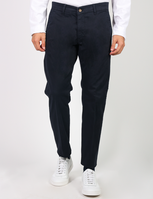 Chino trousers in stretch cotton satin