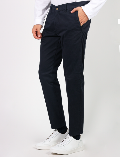 Chino trousers in stretch cotton satin