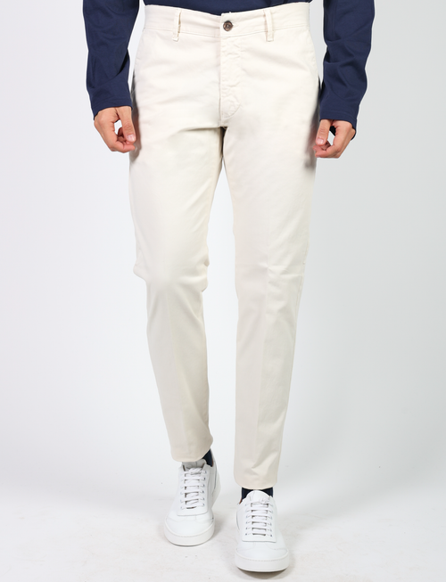 Chino trousers in stretch cotton satin