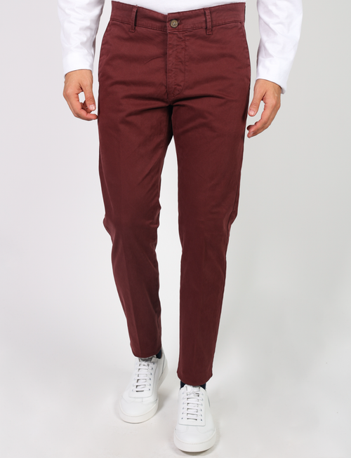 Chino trousers in stretch cotton satin