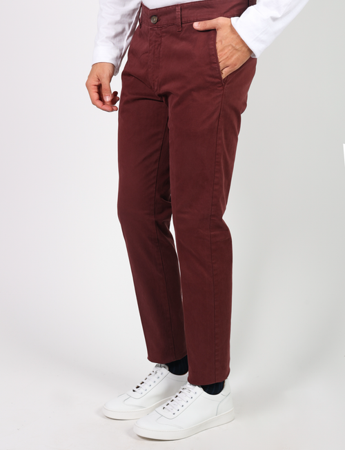 Chino trousers in stretch cotton satin