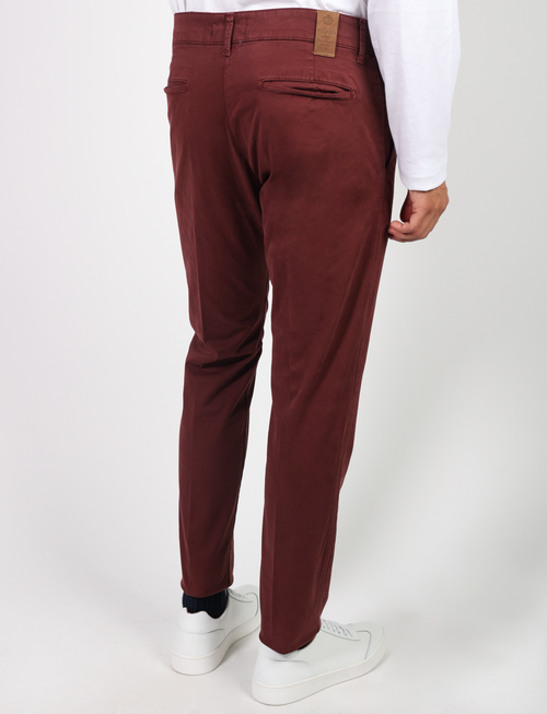 Chino trousers in stretch cotton satin