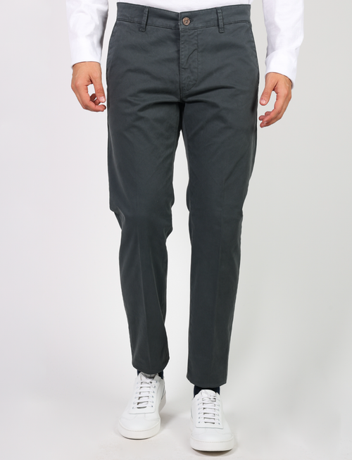 Chino trousers in stretch cotton satin