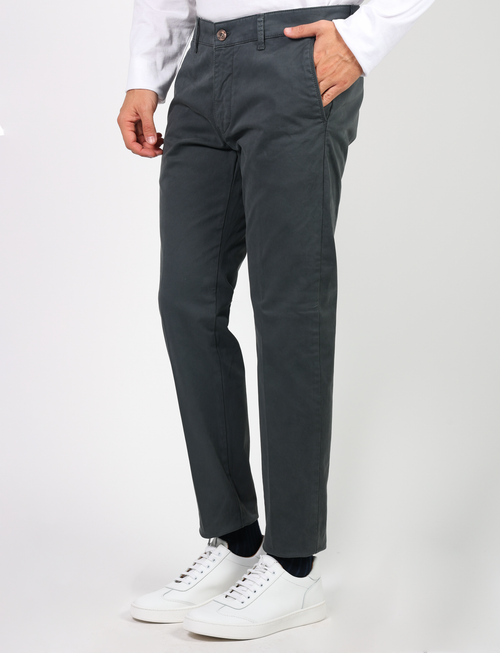 Chino trousers in stretch cotton satin