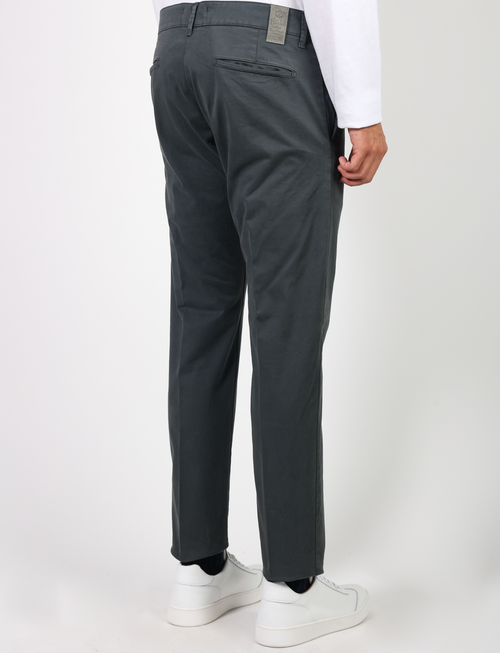 Chino trousers in stretch cotton satin