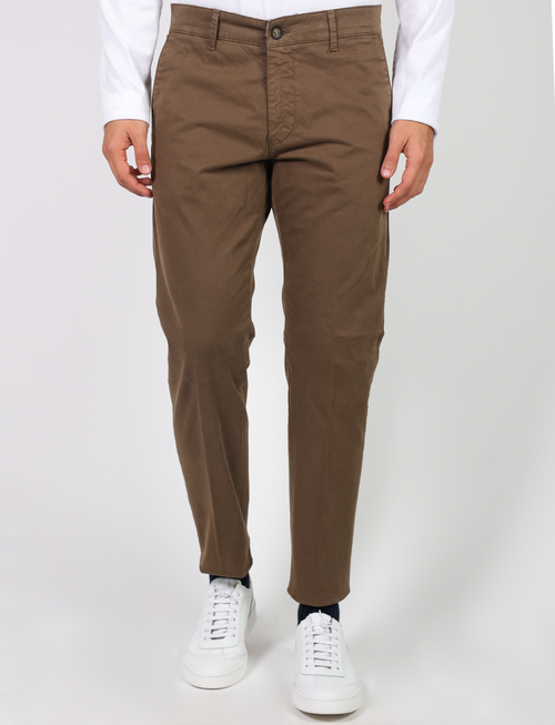 Chino trousers in stretch cotton satin