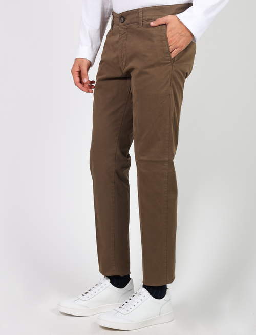 Chino trousers in stretch cotton satin