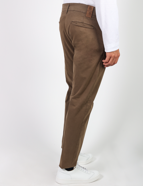 Chino trousers in stretch cotton satin