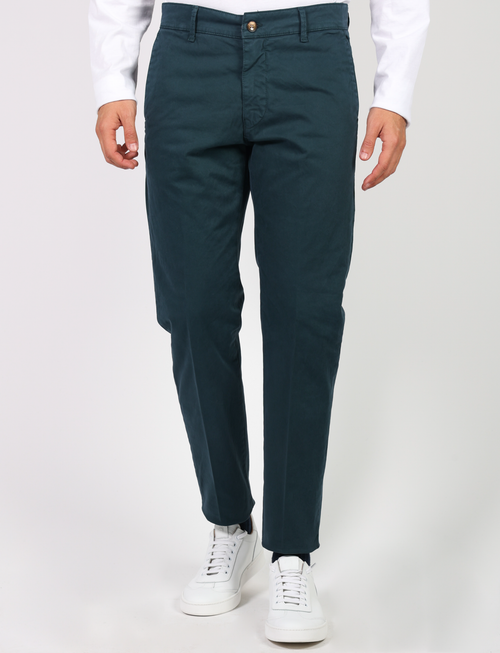 Chino trousers in stretch cotton satin