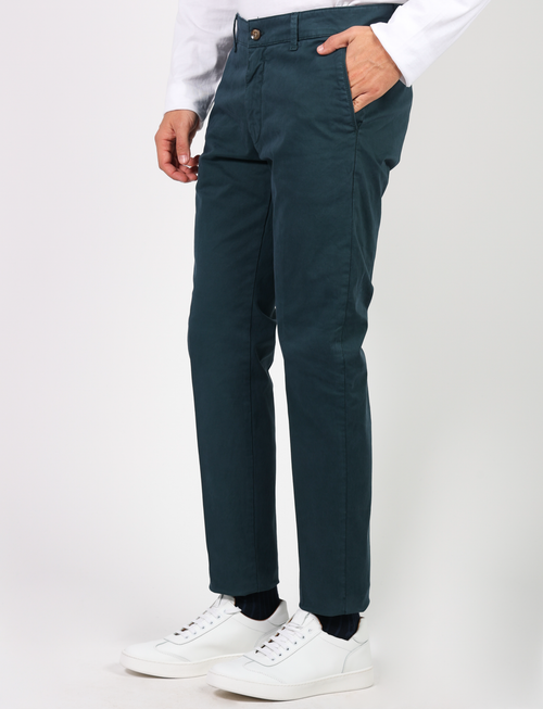 Chino trousers in stretch cotton satin