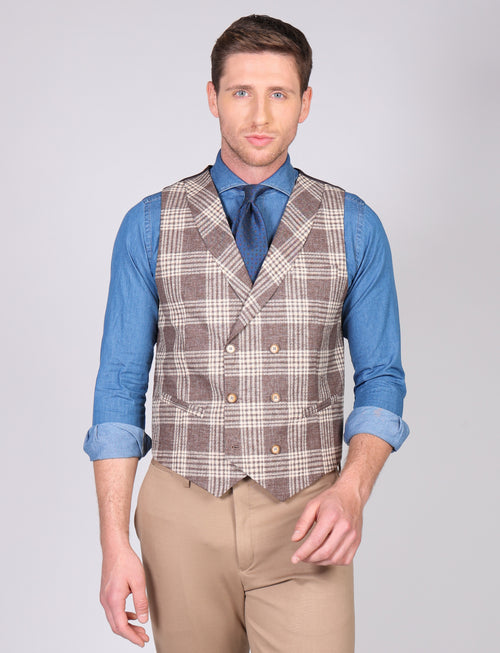 Double-breasted waistcoat in embossed cotton