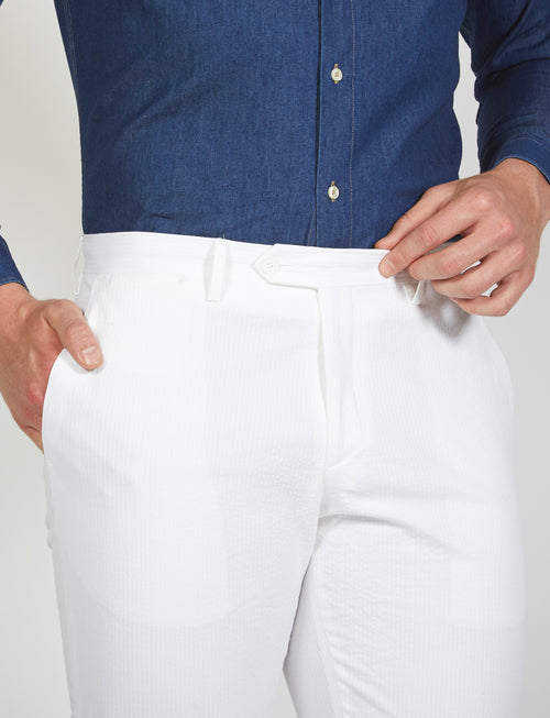 Pantalone in cotone goffrato