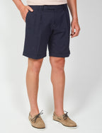 Embossed cotton Bermuda shorts with pleats