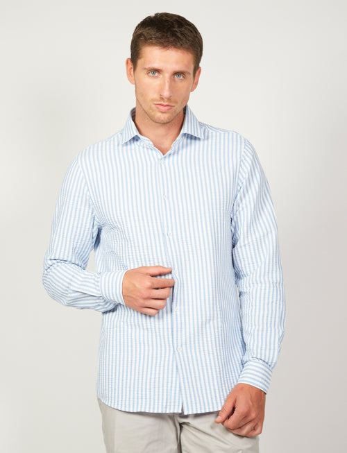 Striped embossed cotton shirt