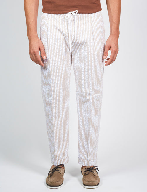 Striped cotton trousers