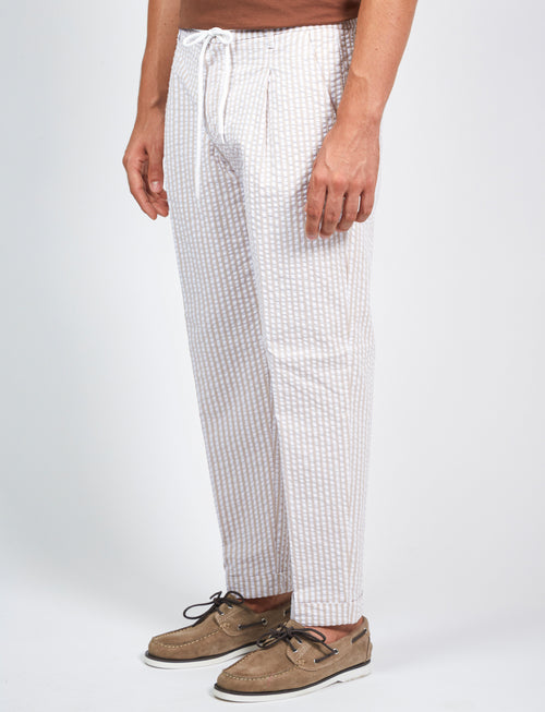 Striped cotton trousers