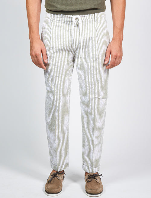 Striped cotton trousers