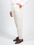 Plain cotton and linen trousers