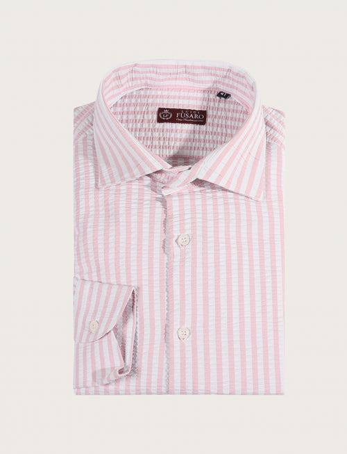 Camicia in cotone goffrato a righe