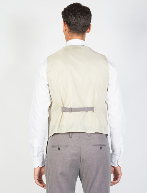 Double-breasted wool bird's eye vest 