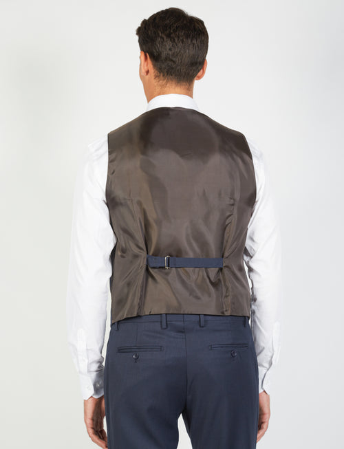 Double-breasted wool bird's eye vest 