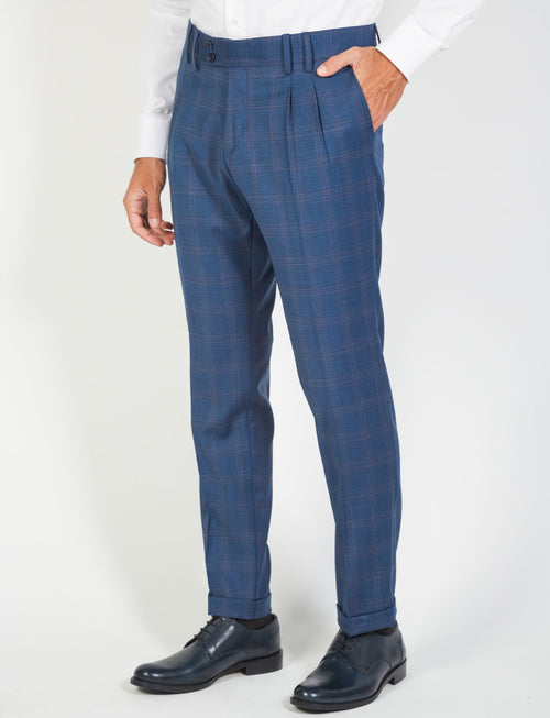 Pantalone fantasia galles con pence in lana