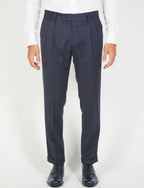 Wool Bird's Eye Pleat Trousers 