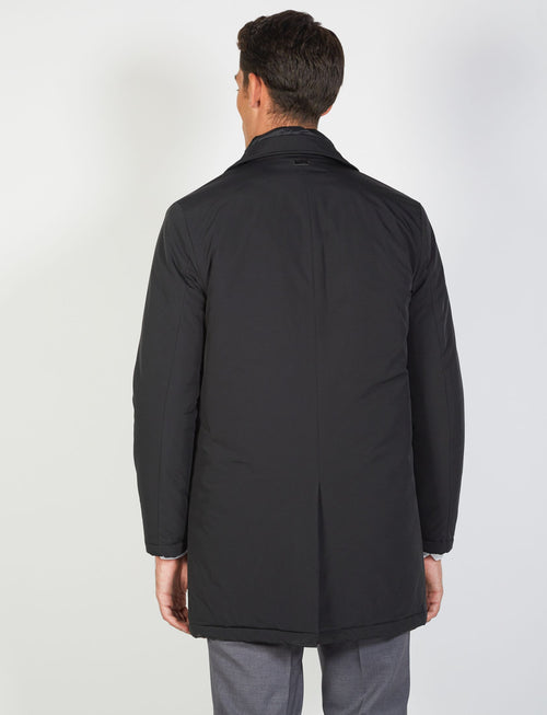 Trench coat with bib in technical fabric 